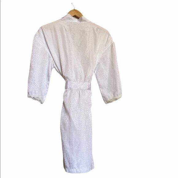 VTG Kathryn Silky Sleepware White Leopard Robe S - Picture 4 of 4